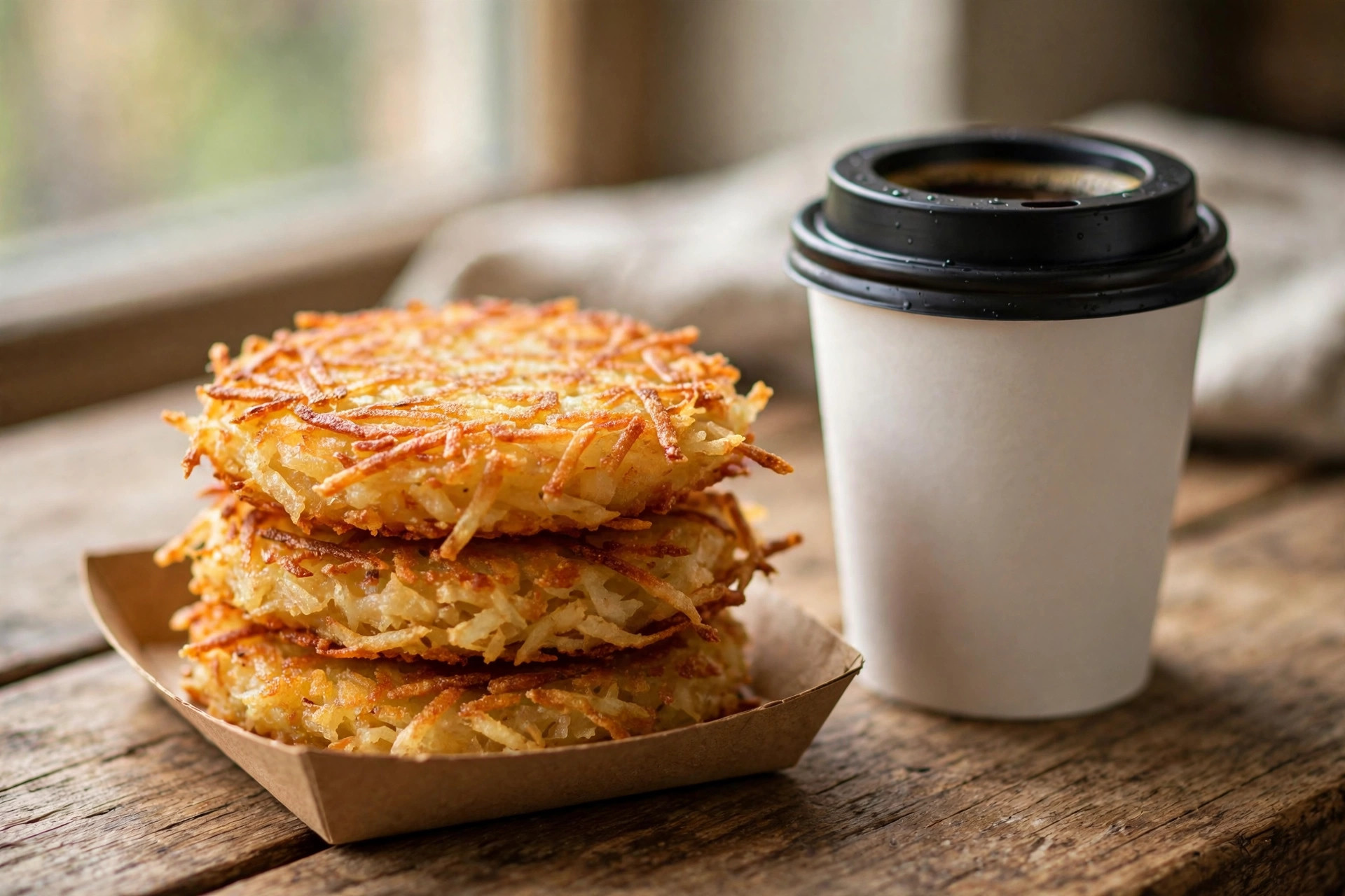 Hash browns and coffee
